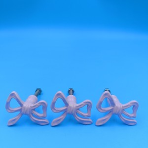 Pink Bow Cabinet Handles French Style <b>Plastic</b> Novelty Shape Drawer <b>Wardrobe</b> Door Knobs - Product Image 1