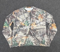 Custom Echte Boom Print Jacht Kleding Wandelen Camping Lange Mouwen T Shirts Grafische Lange Mouw Camoflouge Wafel Crew T-Shirt