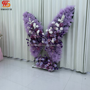 NEW Glamorous Big Purple Plum Floral Butterfly Backdrop Romantic <b>Wedding</b> Entrance <b>Prop</b> Purple Theme <b>Wedding</b> Arch - Product Image 2