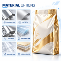 Sachet personnalisé en aluminium à huit soudures latérales pour mélange de poudre de cuisson, avec marquage à chaud, pour la vente au détail et en gros