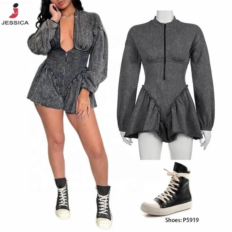 L9674-spring 2024 women clothes long sleeve ruffle woman dress jumpsuit rompers women shorts