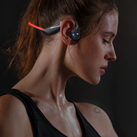 Auriculares de Conducción Ósea con Luz LED RGB DV68 Recién Actualizados, Resistentes al Agua IPX7 5.3, Batería de 500 mAh, Magnéticos, Deportivos