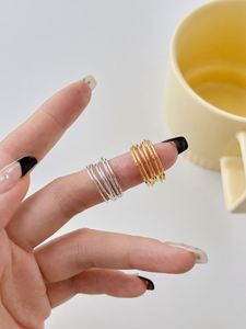 Dylam Minimalist Fashion Jewelry S925 <b>Silver</b> Rhodium 18K Gold Plated Multiple Layer Hallow Out <b>Adjustable</b> Women <b>Rings</b> - Product Image 4