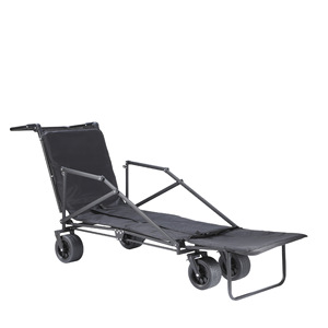 Multifunctional Outdoor Reclining Camping Trolley Four Wheel <b>Foldable</b> Storage <b>Cart</b> Black Metal 150KG Capacity - Product Image 2