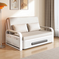 Canapé-lit pliant pour salon, petits appartements, 2-en-1, multifonctionnel, avec rangement, ottoman, canapé-lit pliable en cuir, adapté aux chats