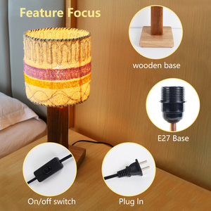 Natural Creative Loofah Table Lamp Handmade Fabric Lamp Light Bedroom Bedside Decorative Home Decor Lights With <b>Switch</b> Lock - Product Image 4