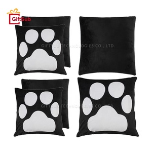 Quà Tặng Cá Nhân Cushion Case Nhiệt Thăng Hoa Pet Dog <span class=keywords><strong>Paw</strong></span> Mềm Ngắn Plush Gối Bìa DIY Blanks Pillowcase Cho Sofa Couch - Product Image 1