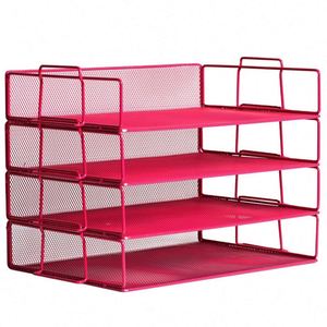 Office Metal Mesh 4 Tier Stackable Desktop Document Letter Tray Organizer - Product Image 2