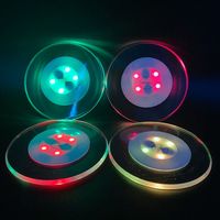 Dessous de verre lumineux coloré à LED, verre, bouteille de bouteille de vin, tapis lumineux, OEM, Logo personnalisé, en acrylique