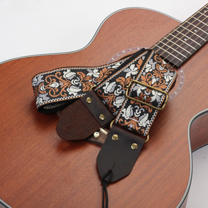 Correa de guitarra acústica bordada, cinturón de bajo de cuero, correas de guitarra eléctrica con extremo de cuero de Caballo Loco, GS-75 Longteam - Product Image 4