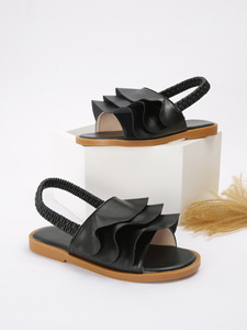 Nuevas Sandalias de Niña con Encaje de Hoja de Loto, Banda Elástica Dorada, Zapatos de Playa Transpirables, Ligeros, Forro de Felpa, Suela de Goma, Dulces - Product Image 5