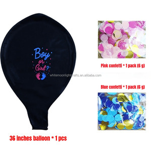 Grand <span class=keywords><strong>ballon</strong></span> en latex noir de 36 pouces pour révélation du sexe (garçon ou fille) <span class=keywords><strong>avec</strong></span> confettis roses et bleus <span class=keywords><strong>à</strong></span> <span class=keywords><strong>l</strong></span>'<span class=keywords><strong>intérieur</strong></span>, idéal pour la décoration de fête de naissance. - Product Image 6