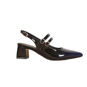 Zapatos de Tacón Grueso con Doble Correa y Punta Puntiaguda de Charol Brillante Estilo Mary Jane para Mujer, Ideales para Negocios y Bodas - Product Image 5