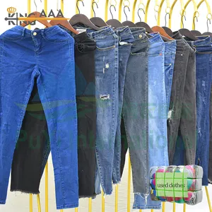 A grade ladies jeans pantaloni pantaloni cargo usati mixed vip women abbigliamento di seconda mano bale 100kg vestiti usati gratuiti in balle uk