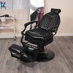 Hongzi Retro Barber Chair Hydraulic Reclining Adjustable <b>Footrest</b> Commercial Hairdressing Chair - Product Image 1