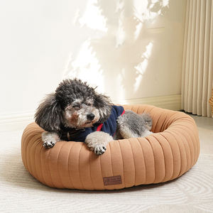 Fabricant vente en gros logo personnalisé produit pour animaux de compagnie coton rond chat chien lit de luxe - Product Image 1