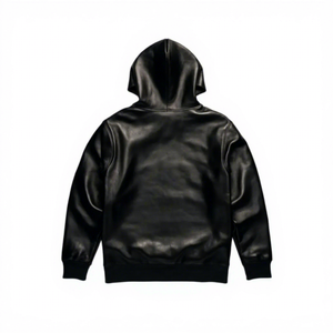 Sudadera con Capucha Extra Grande de Punto Sólido, Estilo Gótico Vintage, de Cuero Negro para Hombre, con Bolsillo Delantero, Informal, para Invierno, Impermeable - Product Image 2
