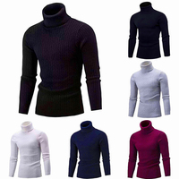 Pull à col roulé et manches longues pour homme, chemise d'hiver de différentes couleurs