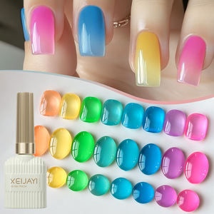 XEIJAYI Kit de vernis à ongles gel huileux Macaron, Nouveau populaire, longue durée, LED, Gelée blanche, Paillettes vertes, UV, 15ml - Product Image 1
