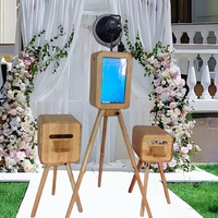 Stan foto cermin kayu cangkang Stan foto IPad untuk acara pesta