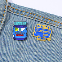 Bros logam kutipan slogan Colita De Rana, bros logam penawaran biru, botol obat Aloi Enamel Pin kerah