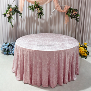 120 ''핑크 연회 테이블 천 주름 방지 깔린 벨벳 라운드 식탁보 웨딩 파티 용 테이블 - Product Image 1