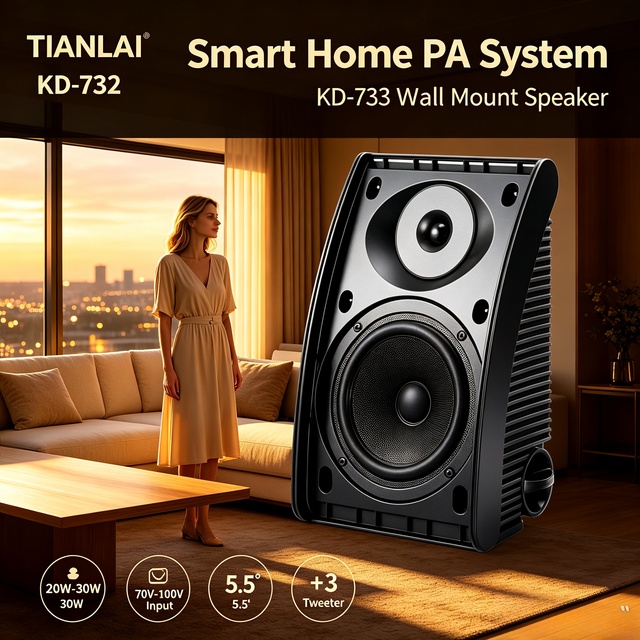KD-732 Wall Mount Speaker 20W-30W 5.5"+3" Tweeter 70V-110V Constant Voltage PA Wall Speaker
