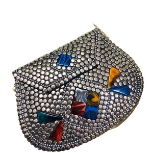 Handmade Brass Metal <b>Clutch</b> Purse Satin Lined Evening <b>Bag</b> with Dot Frame Patterns Flap Decoration Chains <b>for</b> <b>Weddings</b> Parties - Product Image 1
