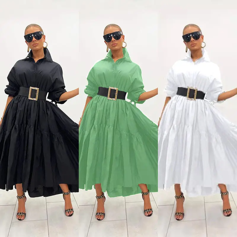 Sharee Fashion Plus Size Fall Clothing Elegant Long Maxi Dress Loose Shirt Dress Women