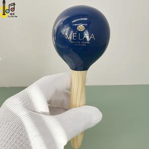 <span class=keywords><strong>Maracas</strong></span> en bois, instrument de percussion musical d'église, avec logo imprimé sur la tête peinte en bleu, bruit de grelot, <span class=keywords><strong>prix</strong></span> - Product Image 4