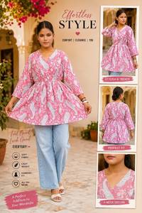 Tunique élégante pour femme, rose, imprimé cachemire, col en V, manches 3/4, évasée, taille froncée, style décontracté quotidien, haut ethnique - Product Image 6