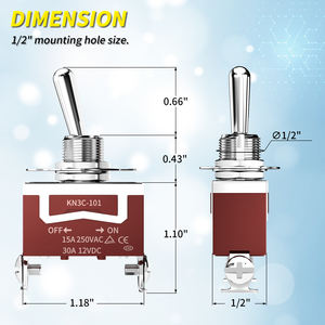 30A 12vdc spst 2पिन टॉगल स्विच ऑन-ऑफ 2wd 12v वॉटरप्रूफ धातु भारी शुल्क टॉगल स्विच - Product Image 3