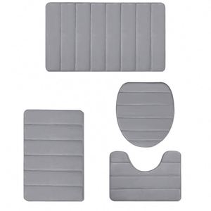 Ensemble de 4 tapis de salle de bain en polaire corail douce, antidérapant, épais et moelleux, avec couvre-couvercle de toilette en forme de U, idéal pour la maison et l'hôtel - Product Image 4