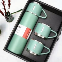 Nouveau Coffret Cadeau en Acier Inoxydable : Bouteille d'Eau Isotherme, Gourde Isotherme, Tasse à Double Paroi avec Poignée, Couvercle et Cuillère – Isolation Thermique 12-24 Heures