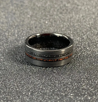 Bague confortable en acier tungstène pour homme, plaquée noir, incrustation de météorite mate de 8 mm, vente en gros de bijoux Ouyuan, nouveauté