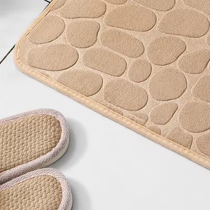 Pebble Embossed Coral Velvet Bathroom Non Slip Mat Household Quick <b>Drying</b> <b>Small</b> Carpet <b>Machine</b> Washable Home Floor Rugs - Product Image 6
