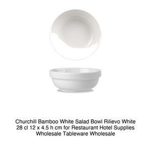Ensaladera de Bambú Blanca de 12 cm, 28 cl, Altura 4.5 cm, Diseño Churchill Blanco en Relieve - Product Image 2