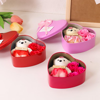 Emballage élégant en forme de cœur, ours en peluche, 3 savons en forme de rose, boîte cadeau pour la Saint-Valentin, cadeau pour la fête des mères
