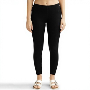 Women High Waist Black <b>Leggings</b> Slim Fit Knitted Cotton Winter Casual Solid Color Breathable Thermal Vintage <b>Crop</b> Pants - Product Image 1