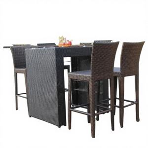 ชุดโต๊ะและเก้าอี้บาร์กลางแจ้งหวายเทียมทันสมัย - กันน้ำและป้องกันรังสียูวี - Product Image 1