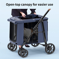 Poussette pour animaux de compagnie grand format, pliage rapide en un clic, respirante, facile à transporter, chariot de voyage extérieur pour animaux
