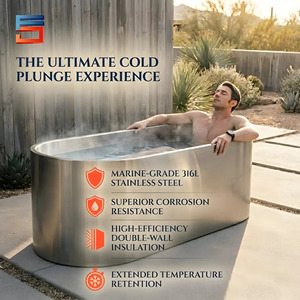 <span class=keywords><strong>Piscina</strong></span> de Inmersión Fría de Acero Inoxidable de Lujo Minimalista, Bañera de Hielo Aislada de Alta Gama para Gimnasios Modernos y Centros de Bienestar - Product Image 1