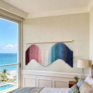 Décoration tissée, décoration statement, couleur dégradée, velours, franges, macramé, installation pour salles à manger baroques de luxe - Product Image 5