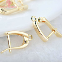 Vente en gros de fermoirs de boucles d'oreilles en laiton couleur or 24 carats en forme de U avec trou de suspension, accessoires de fabrication de bijoux DIY de haute qualité