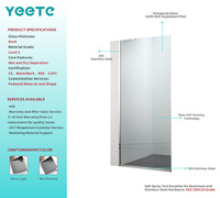 Porte de douche coulissante double sans cadre YEETE, noir mat, verre trempé 8 mm, enclos de douche, vente en gros, décoration de salle de bain moderne
