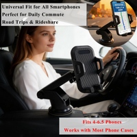 Support de téléphone de voiture réglable 3-en-1 avec bras télescopique, fixation pour grille d'aération et tableau de bord, support universel rotatif à 360° pour smartphone