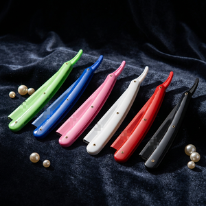 มีดโกนหนวดแบบใช้แล้วทิ้ง ด้ามจับพลาสติก ABS สีสันสดใส ใบมีดเดี่ยว สำหรับโกนหนวดและโกนขนตามร่างกาย ใช้ในร้านตัดผม ใบมีดสแตนเลสสำหรับผู้ชาย สามารถปรับแต่งได้ - Product Image 1