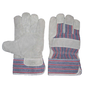 Cuero de vaca pegado puño medio forrado logotipo personalizado 10,5 pulgadas antideslizante construcción combinación seguridad trabajo guantes - Product Image 1