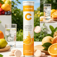 Comprimés effervescents de vitamine C haute puissance 1000 mg et zinc, marque distributeur, 30 sachets/paquet, dissolution rapide, sans sucre, qualité alimentaire