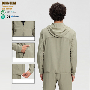 Veste de sport à capuche unie pour homme, légère, respirante, décontractée, polyvalente, zippée, nouvelle collection printemps-été - Product Image 2